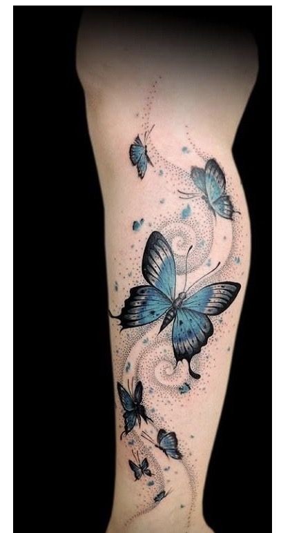 tatuagem de borboleta na panturrilha