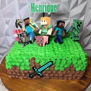 Decoração Minecraft bolo